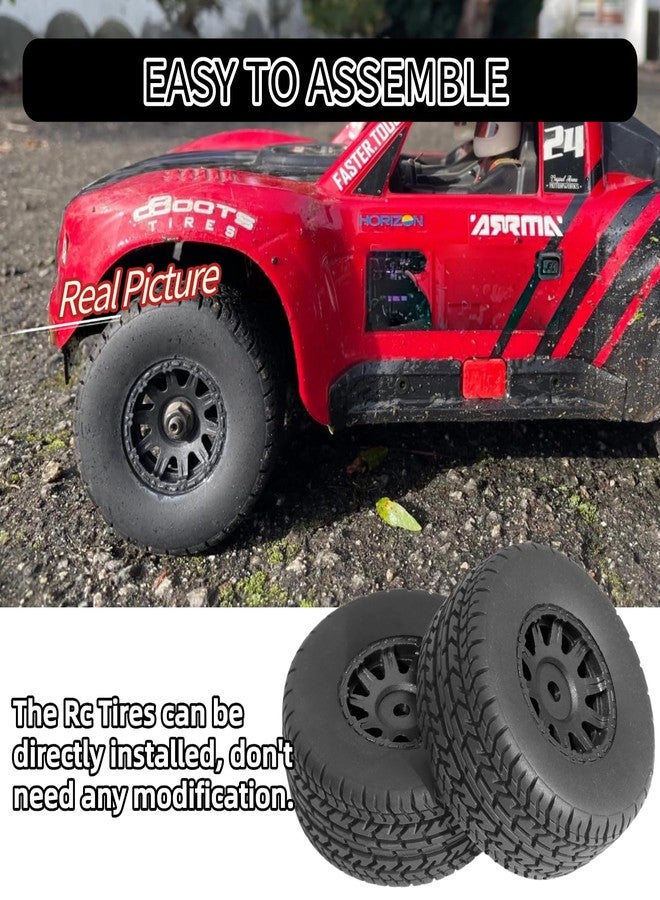 Gueiddi RC Car Tires Wheel, Rubber Tires and Plastic Wheel for 1/18 ARRMA Typhon GROM (1/14 Black) - Image 4